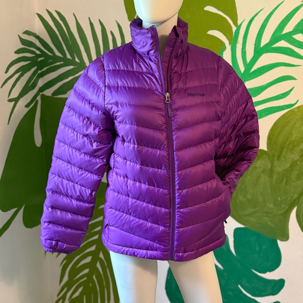 Marmot Womens Bright Purple Quilted Down Puffer Jacket - Picture 2 of 8